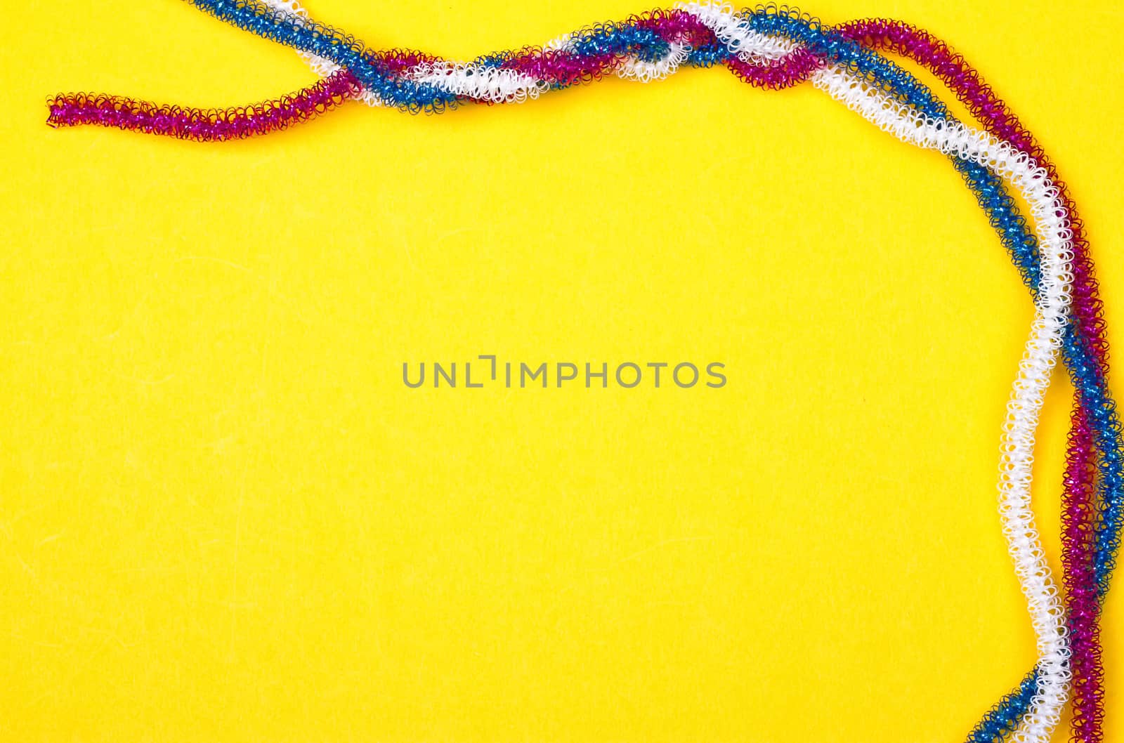 blue pink white rope on a yellow background