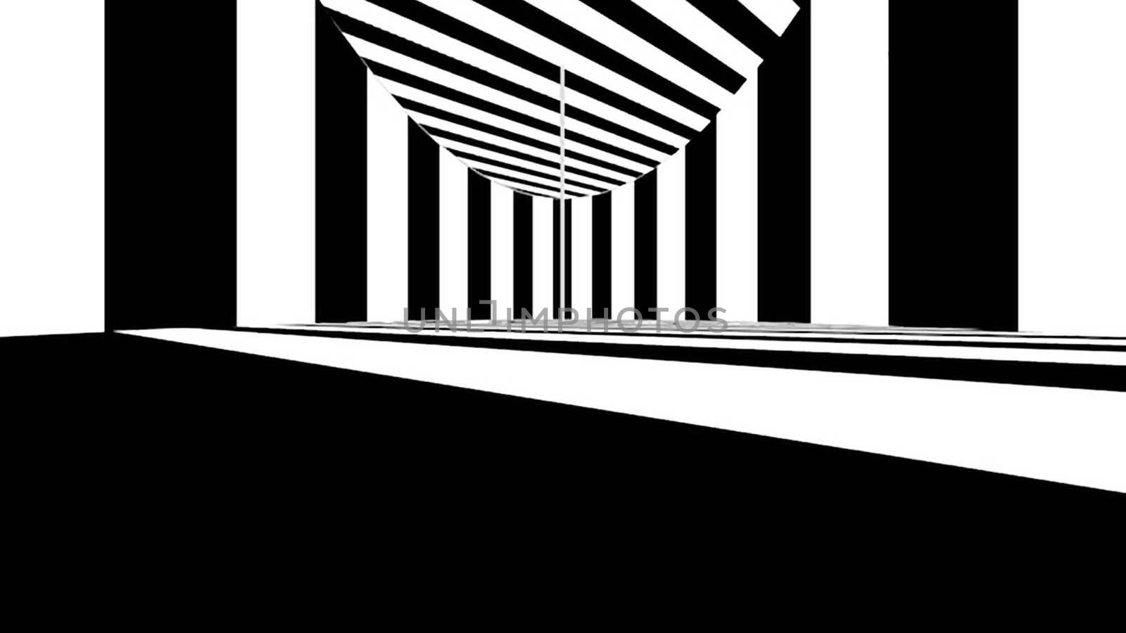 Abstract optical art. Black and white lines. 3d rendering