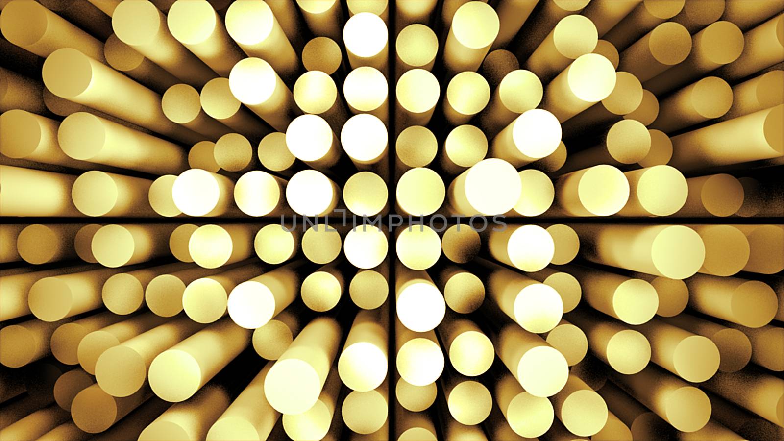 Abstract cylinders and their reflections. 3d rendering