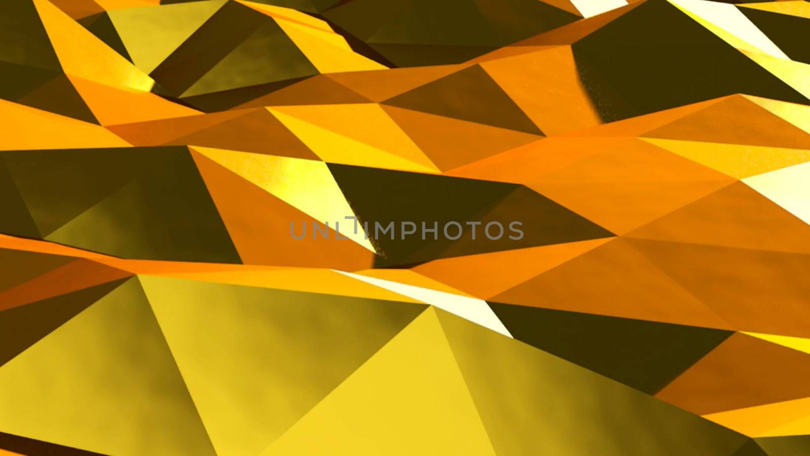 Abstract gold triangular crystalline background animation. 3d rendering