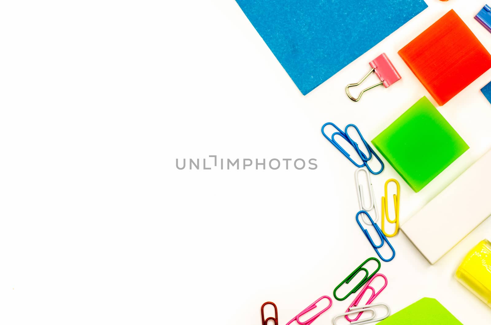 back to school. various stationary on white by Desperada