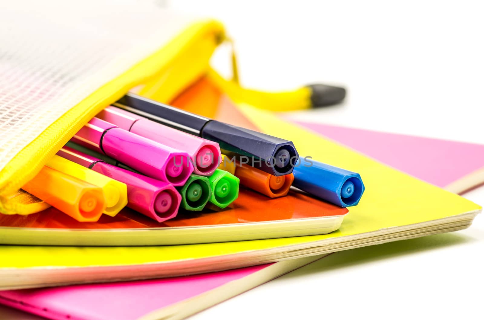 back to school concept. various stationary on white background