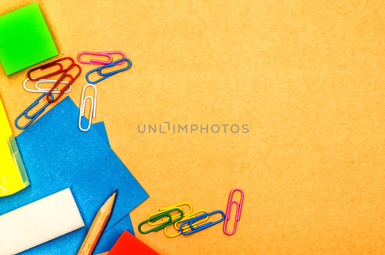 back to school concept. various stationary on white background