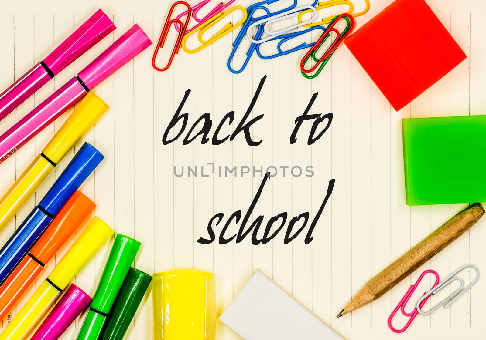 back to school concept. various stationary on white background