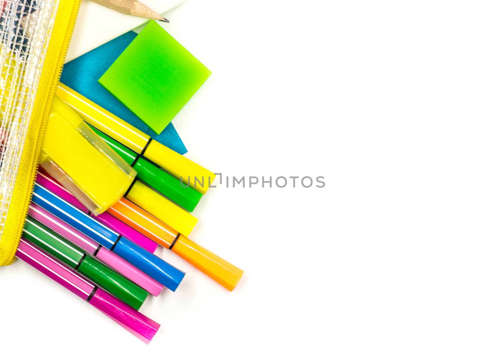 back to school concept. various stationary on white by Desperada