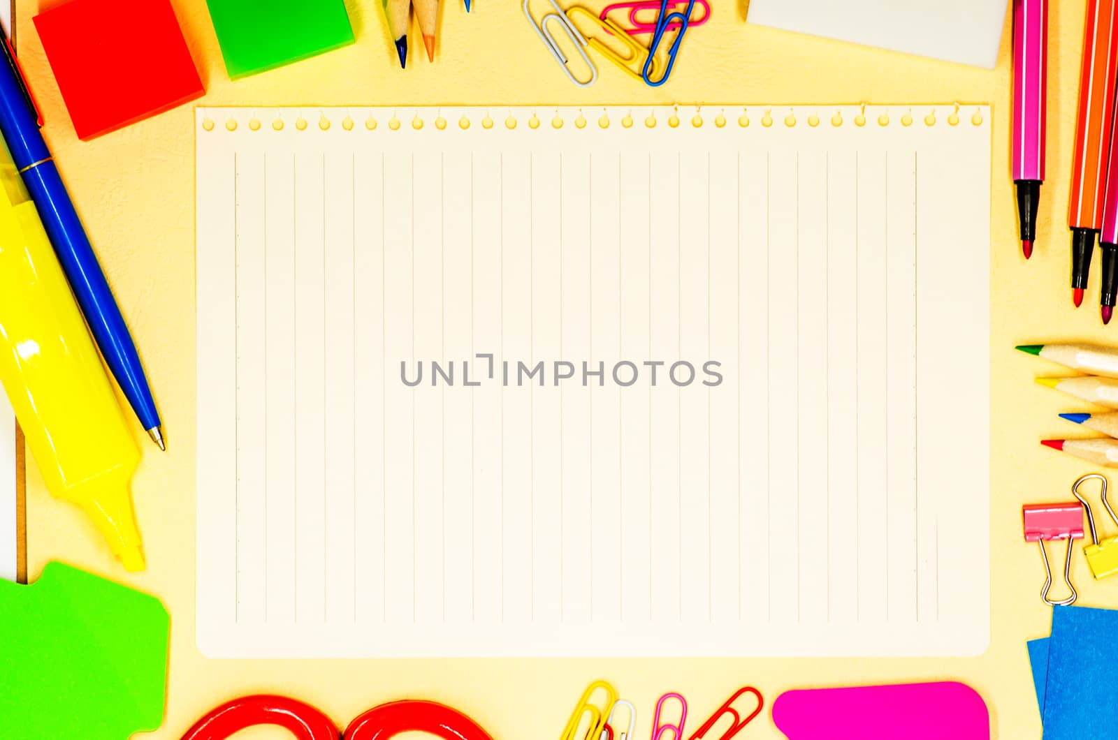 back to school concept. various stationary on white by Desperada