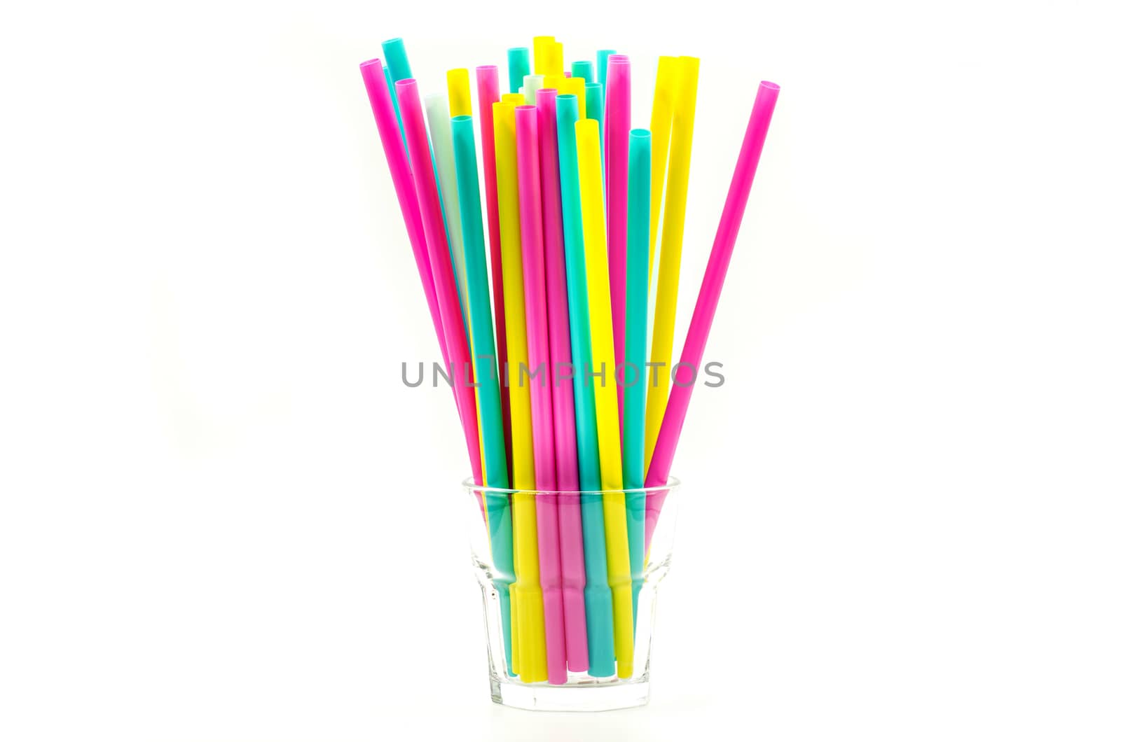 colorful drinking straws on the white background