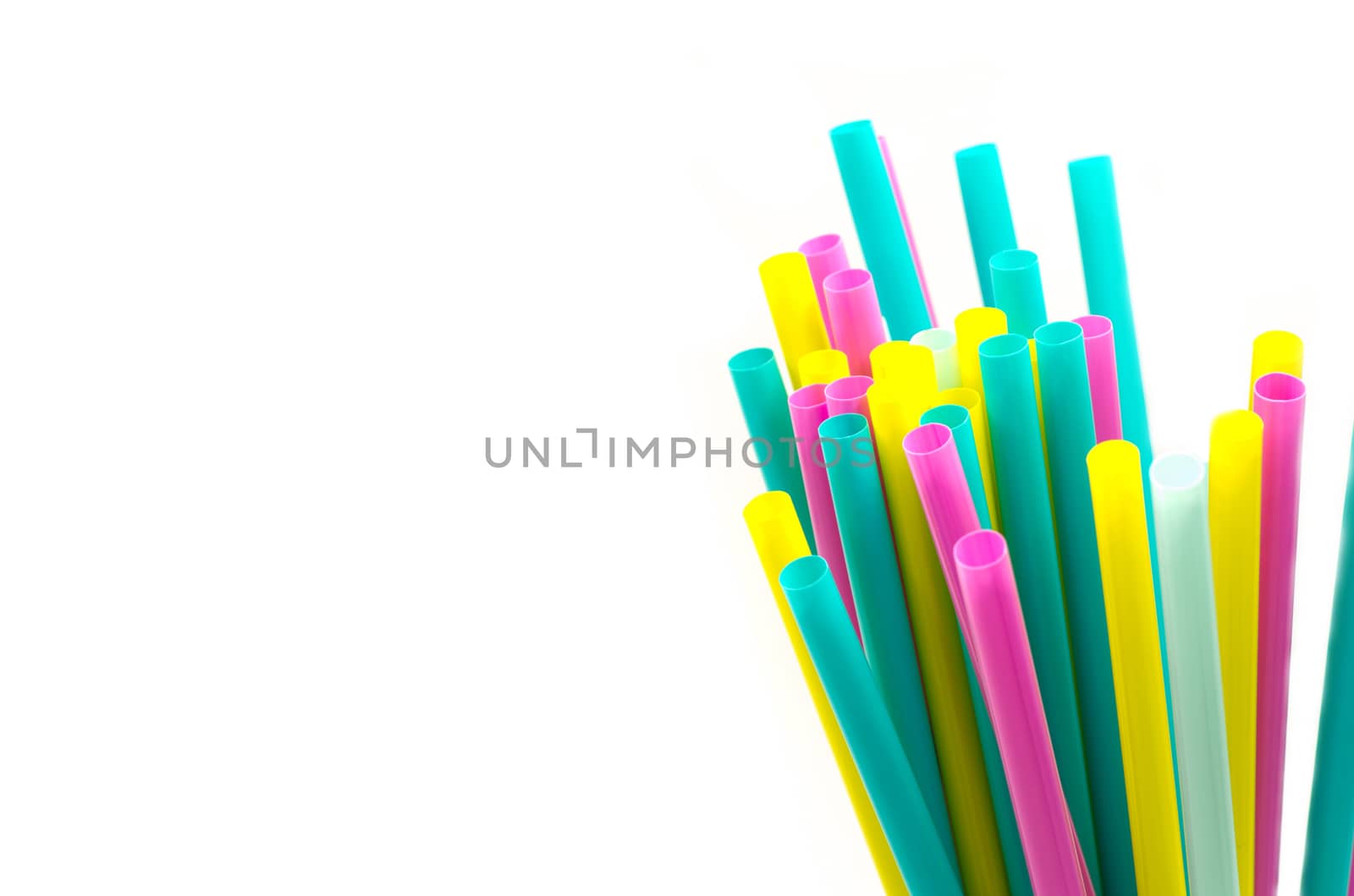 colorful drinking straws on the white background