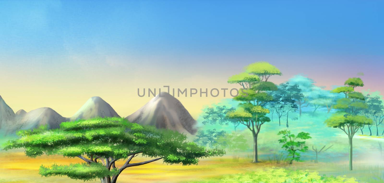 Landscape with Acacia Tree in Mountains by Multipedia