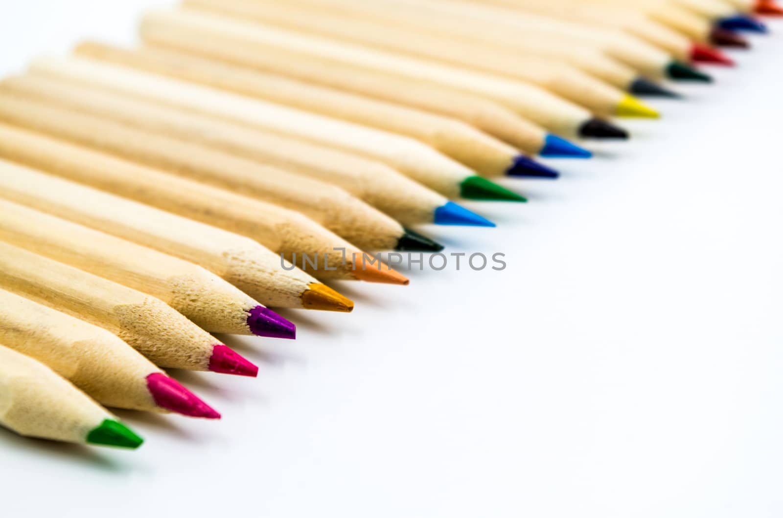 Colorful pencils white background by Desperada