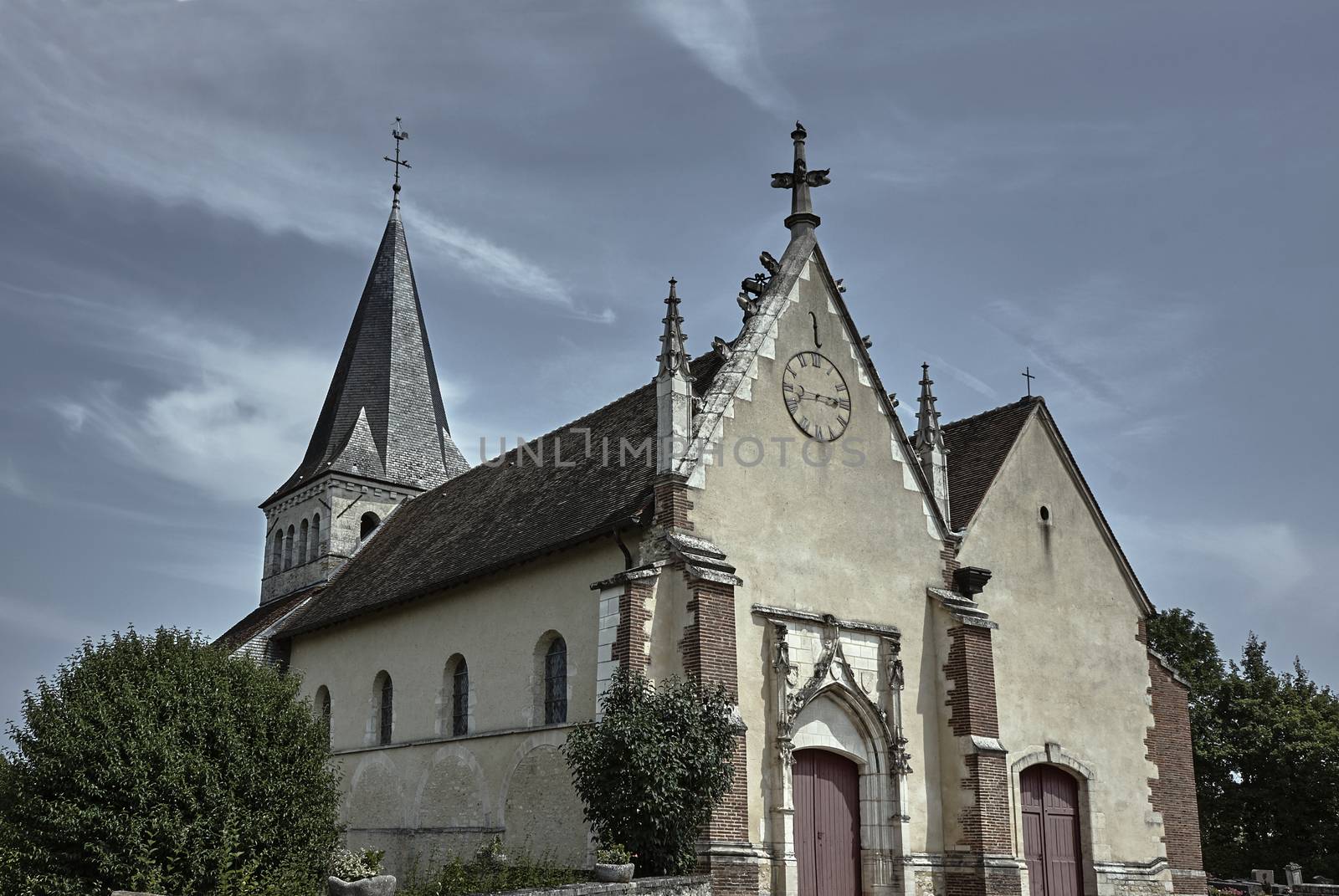 The medieval gothic church in Champagne, France