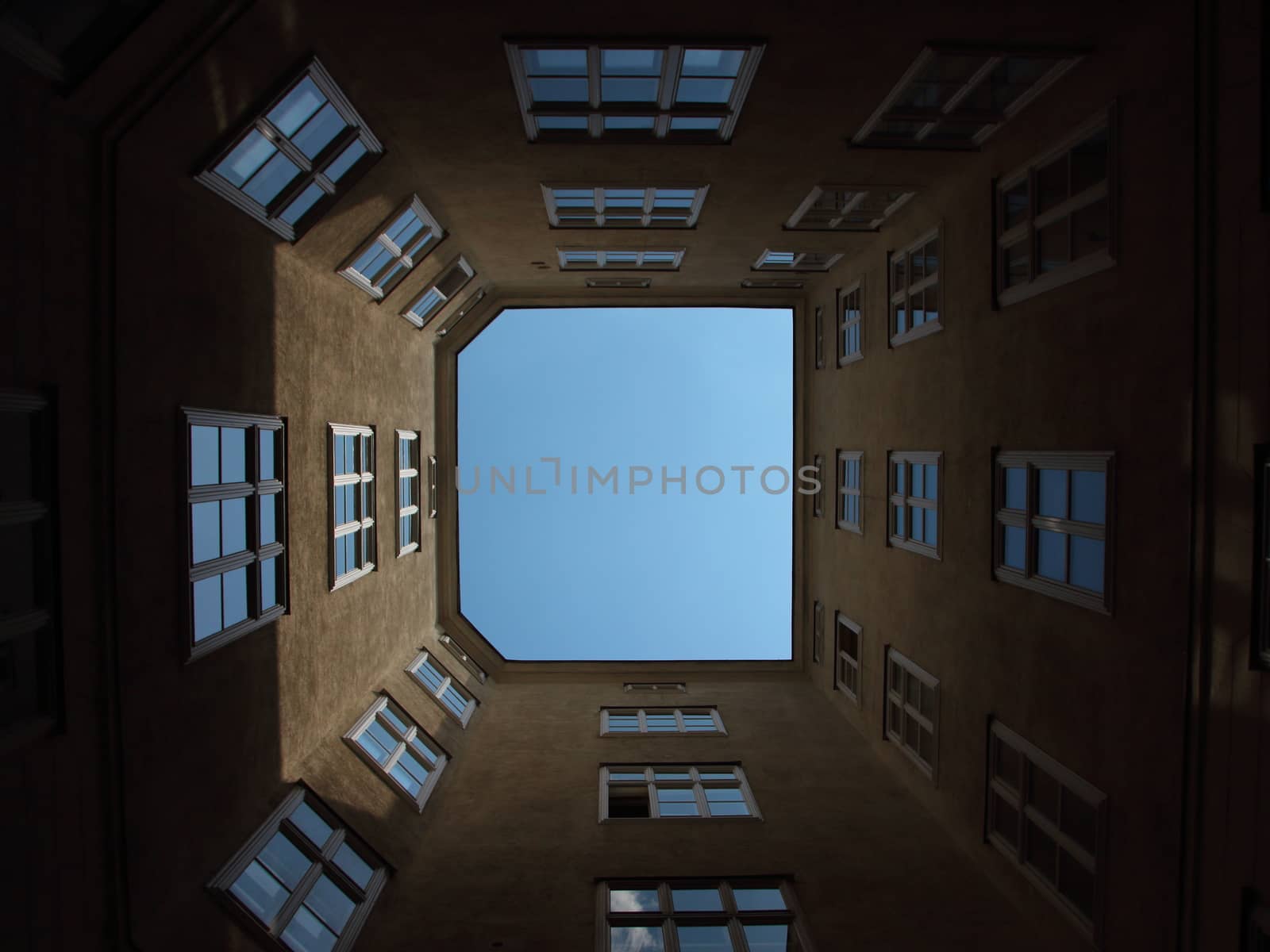 Urban Backyard with Windows and Blue Sky Light Effect by HoleInTheBox