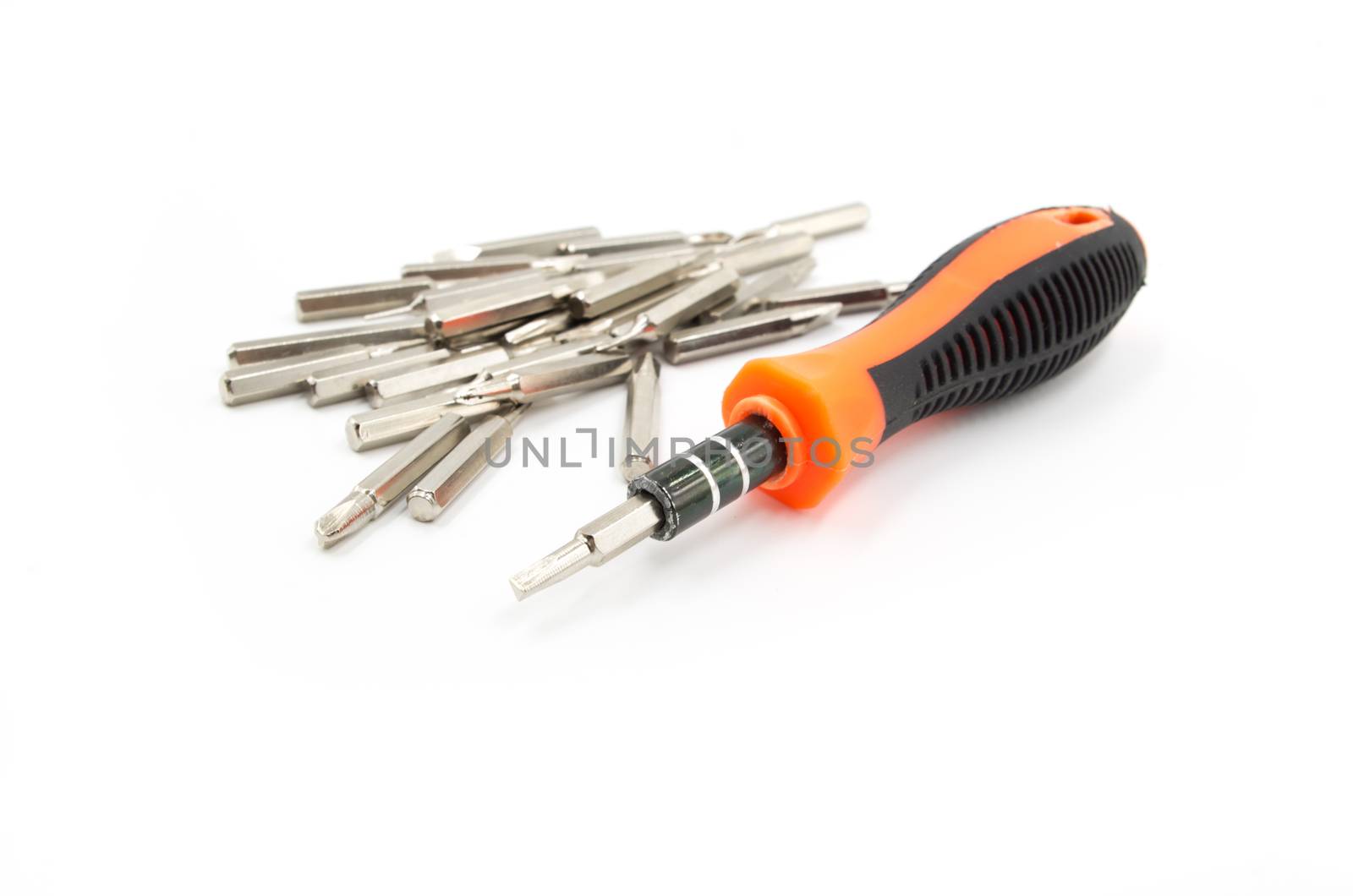 set of screwdriver head on the white background