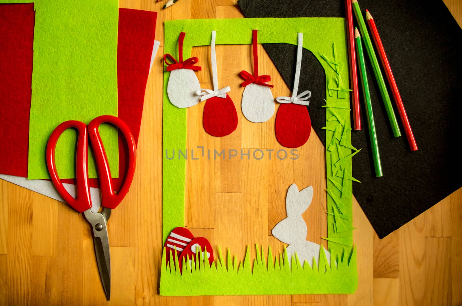 easter holiday craft green frame with a bunny