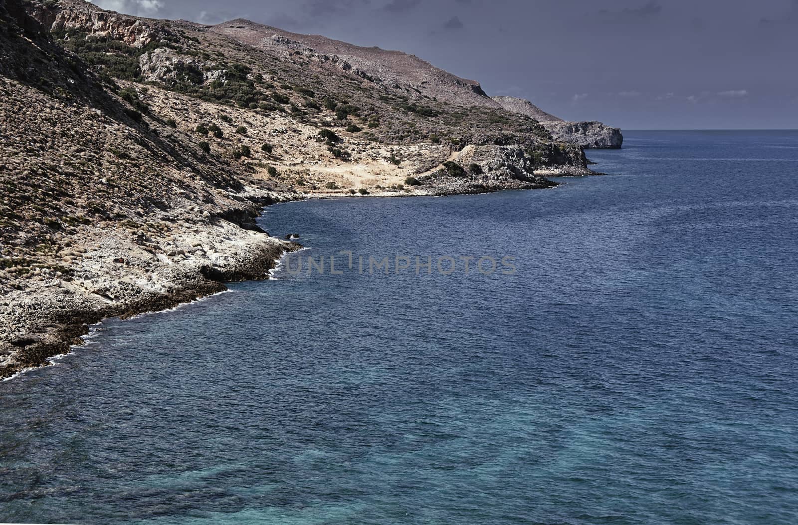 View of the coast on the island of Crete, Greece