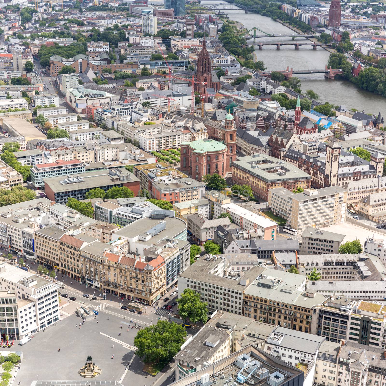 Germany Frankfurt am main skyscrapers aerial view 