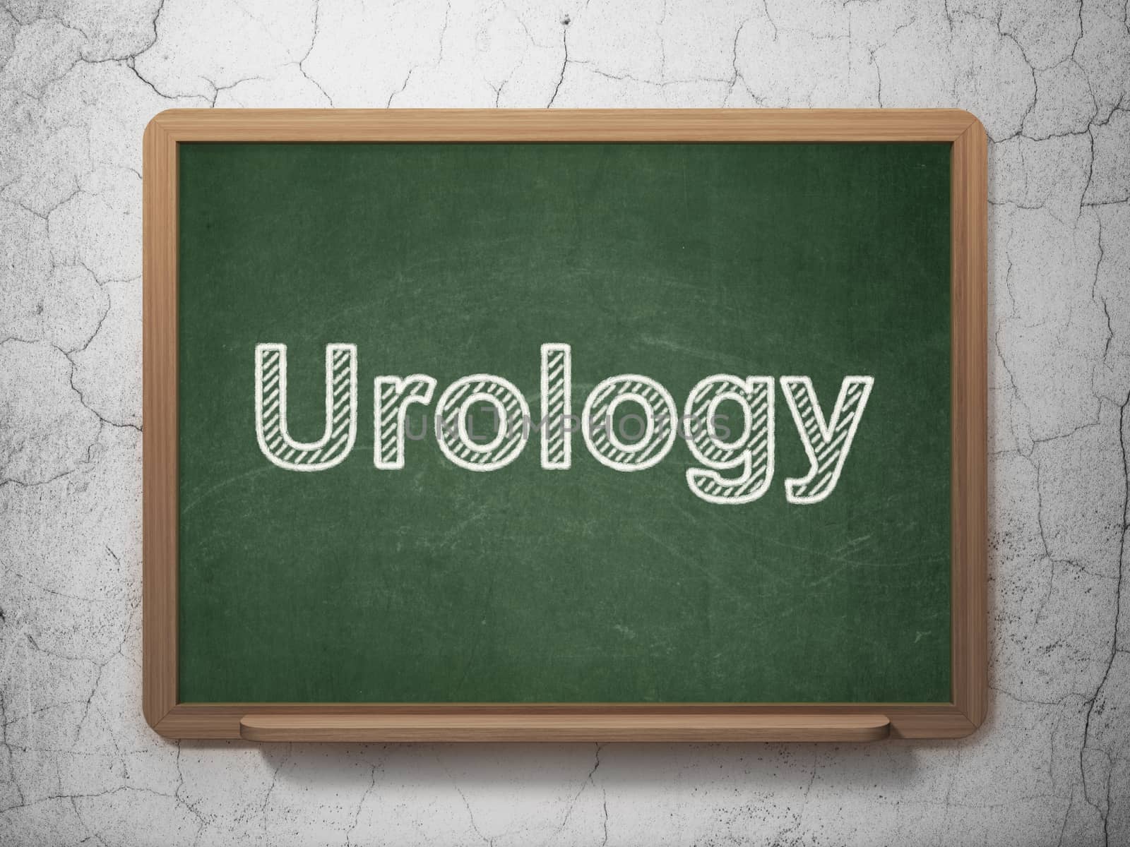 Healthcare concept: text Urology on Green chalkboard on grunge wall background, 3D rendering