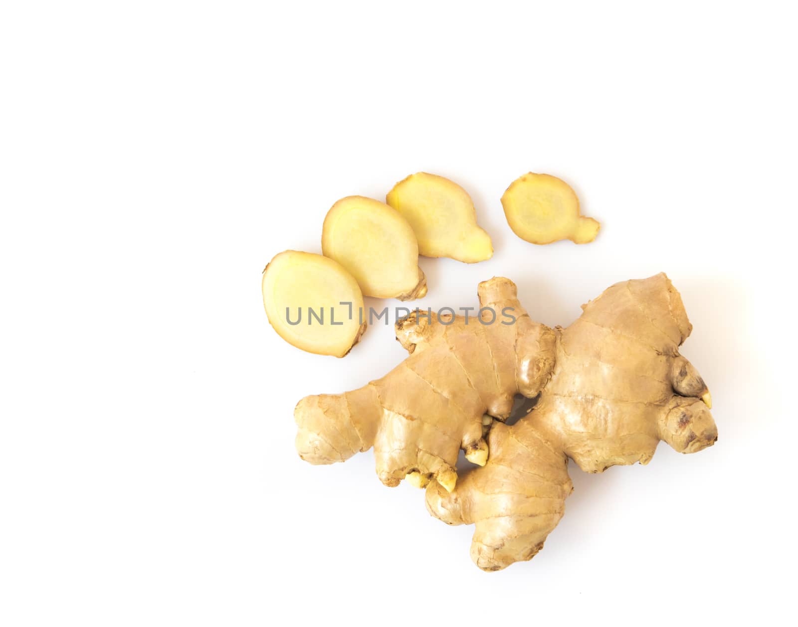 Fresh ginger on white background,raw material for cooking