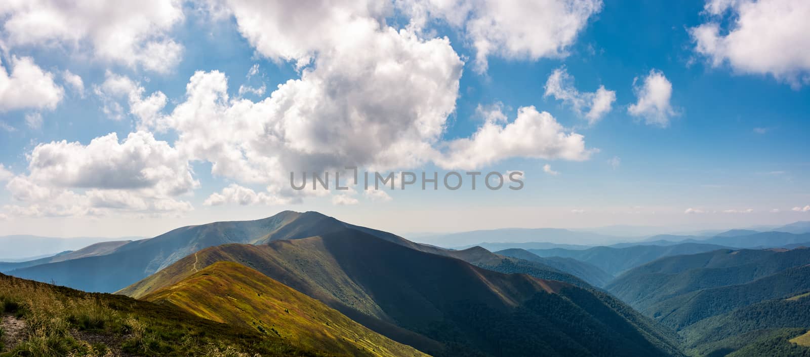 panoramic view of alpine mountain ridges by Pellinni