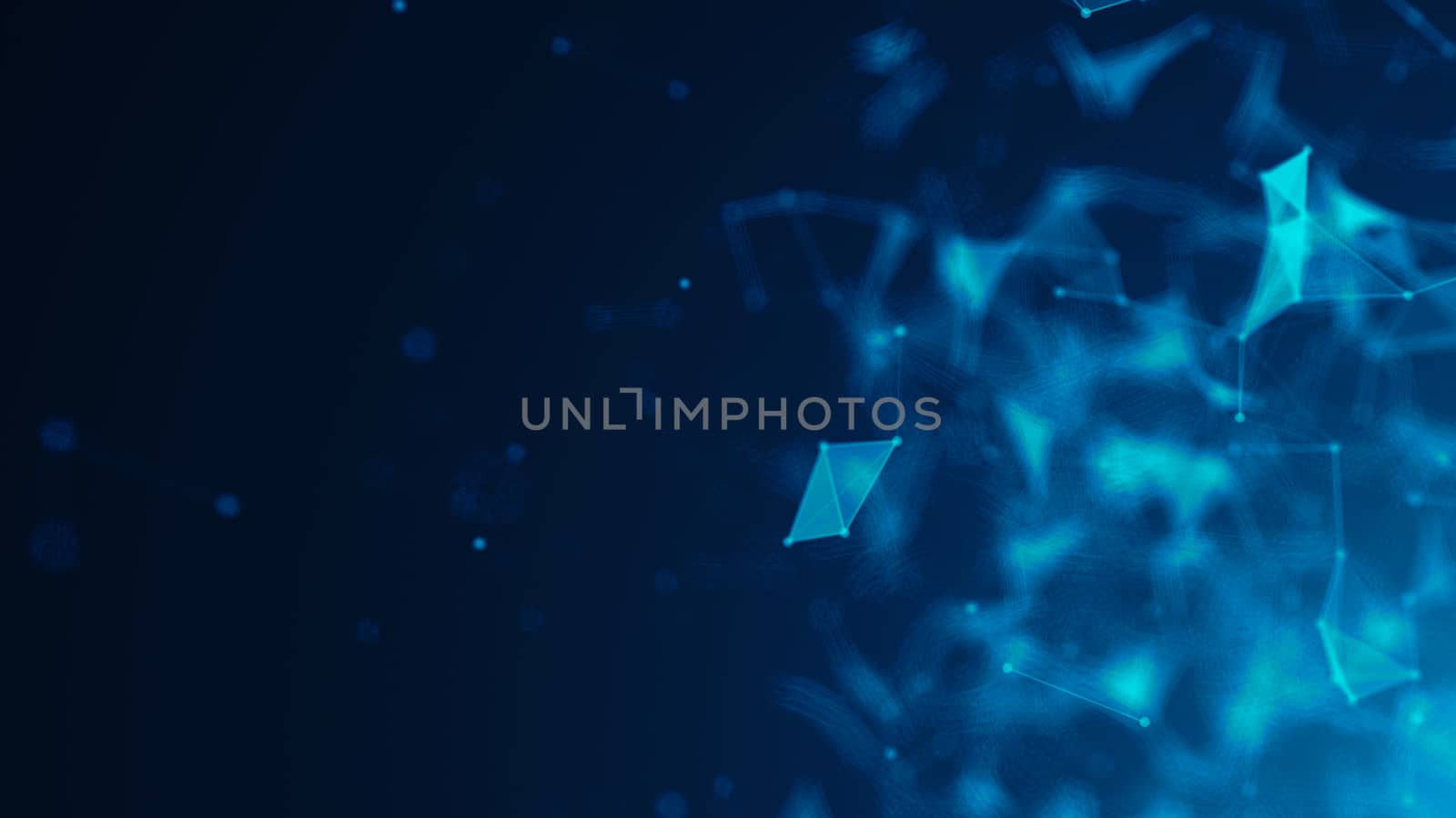 Abstract Polygonal Space Background with Connecting Dots and Lines. 3d rendering