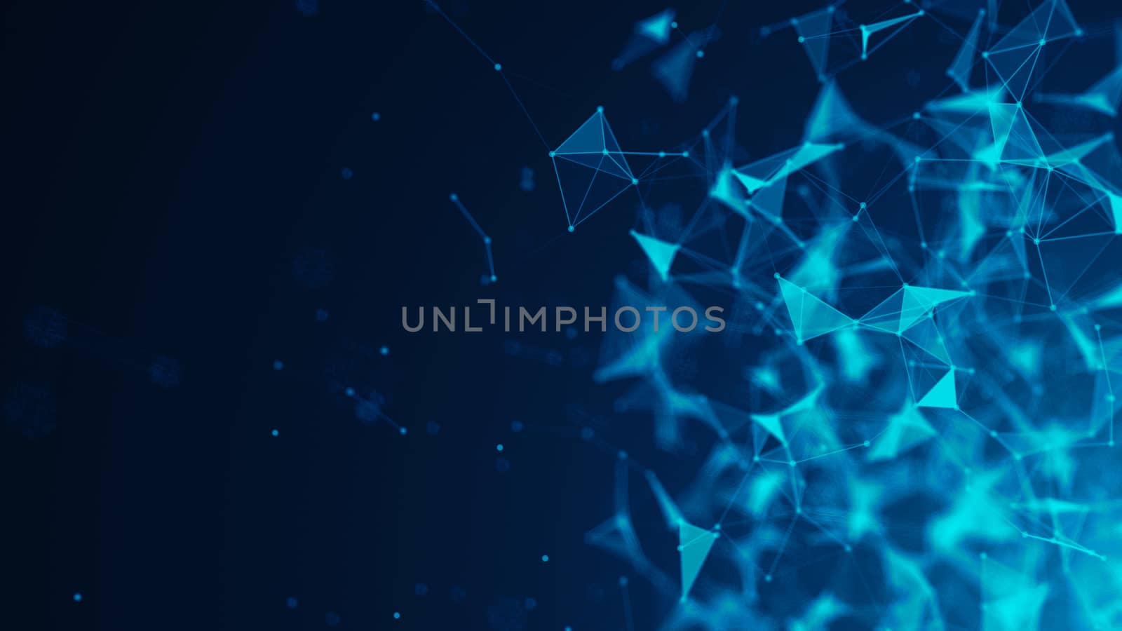 Abstract Polygonal Space Background with Connecting Dots and Lines. 3d rendering