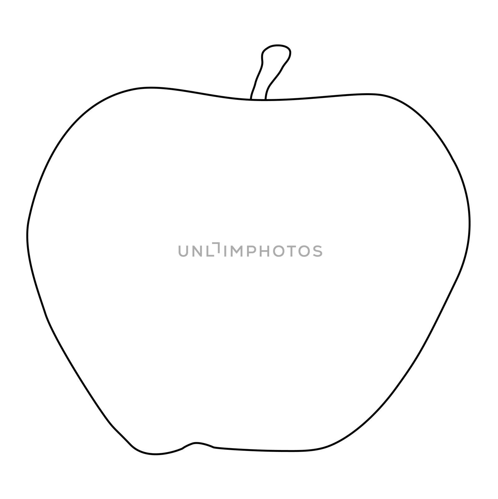 An apple black outline drawing isolated on a white background