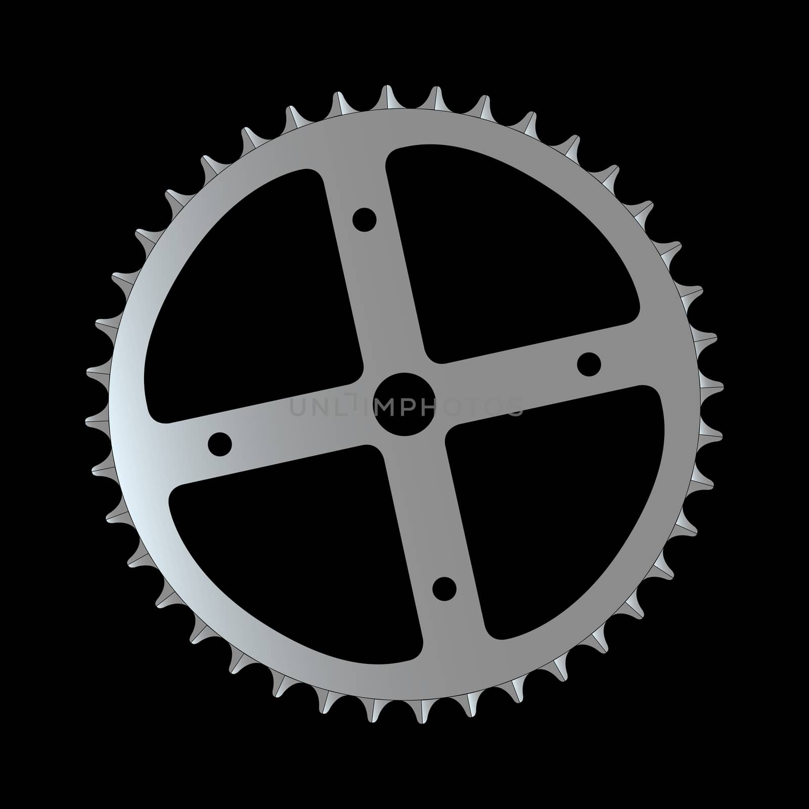 The front gearing cog of a bicycle.