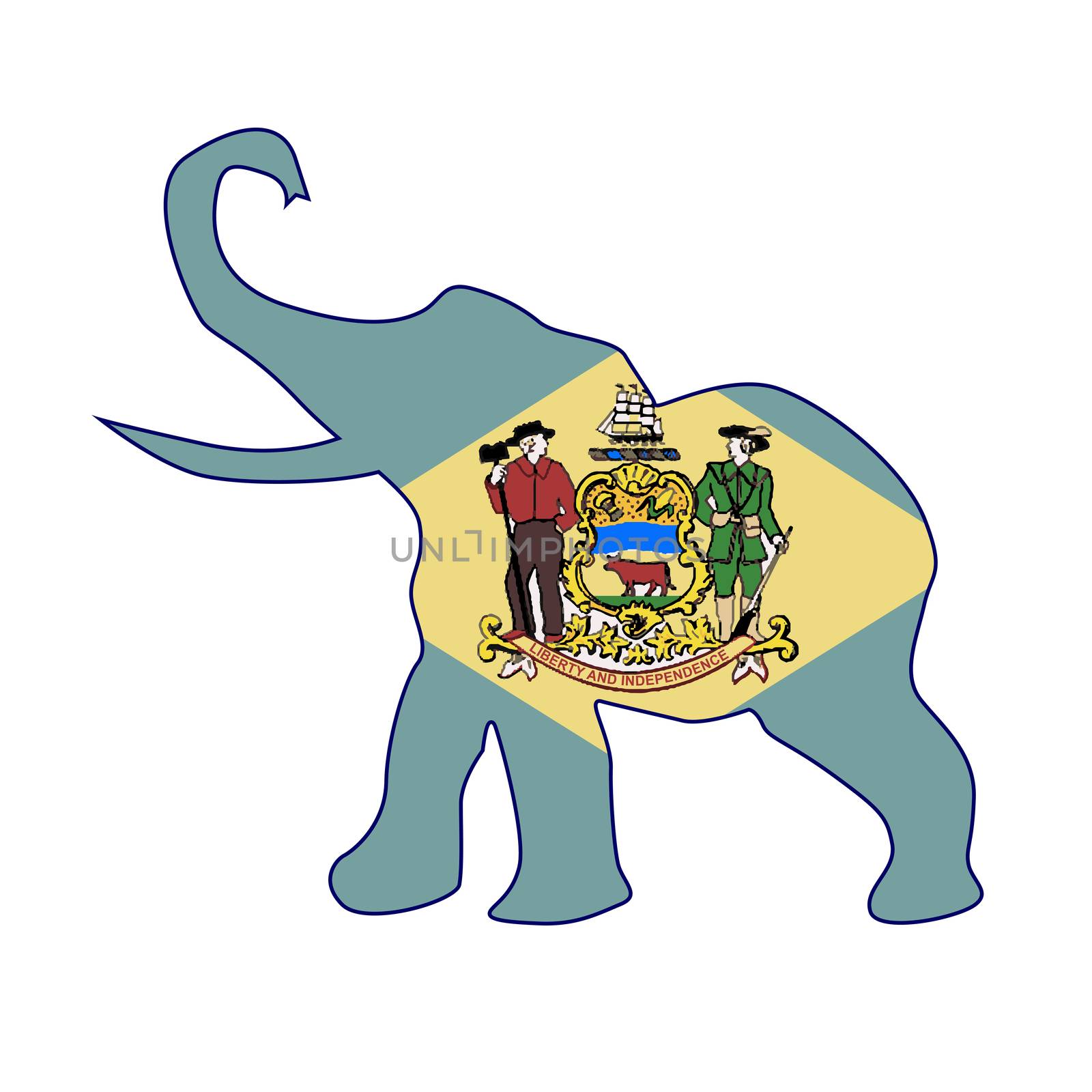 The Delaware Republican elephant flag over a white background