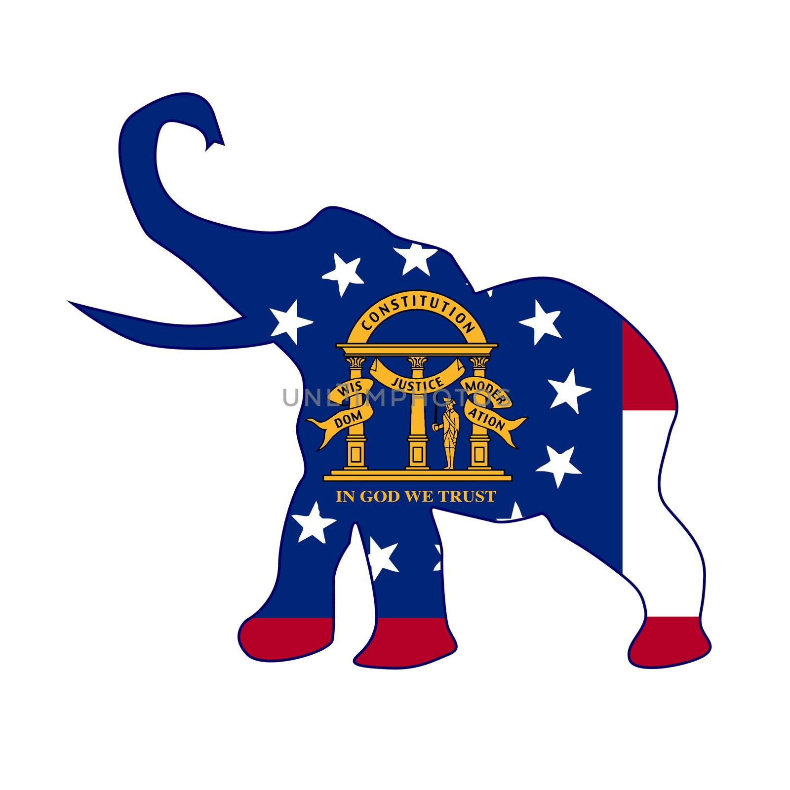 The Geotgia Republican elephant flag over a white background