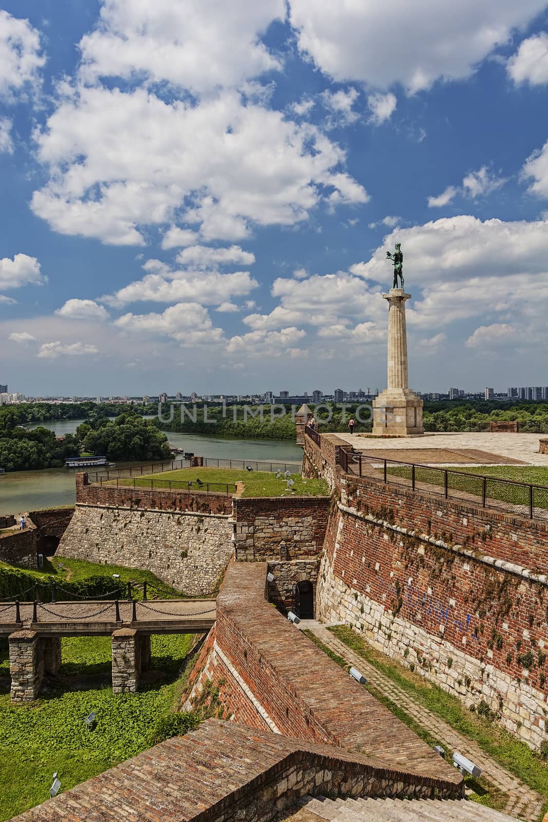 Panorama view on Belgrade fortress and part of town, on confluence of two rivers