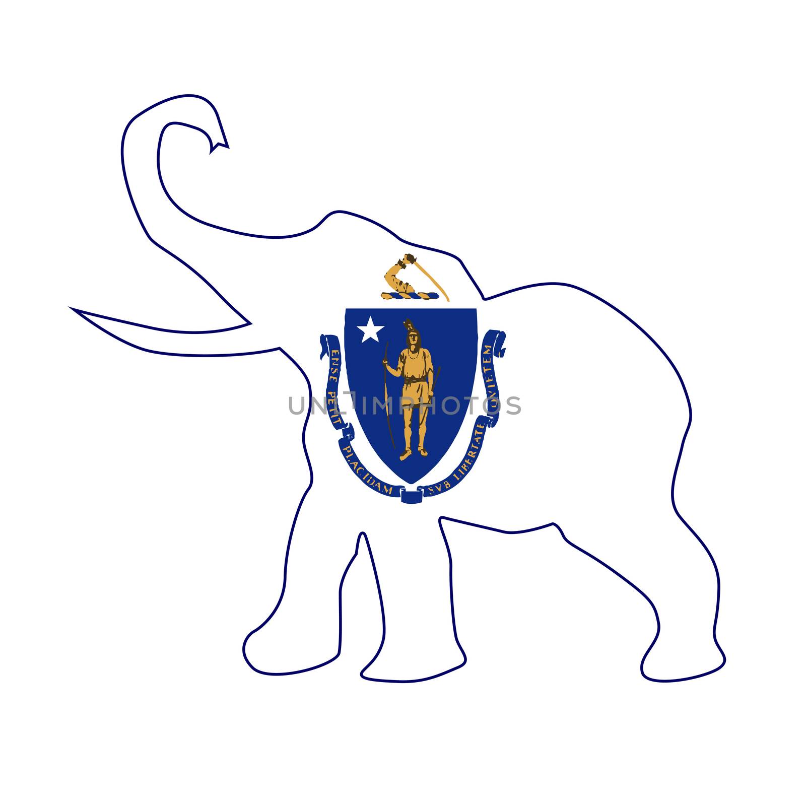 The Massachusetts Republican elephant flag over a white background