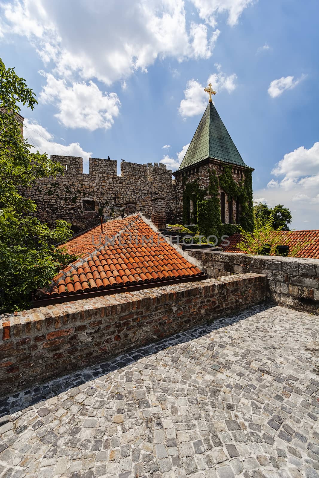 Belgrade fortress and old church with garden in day time