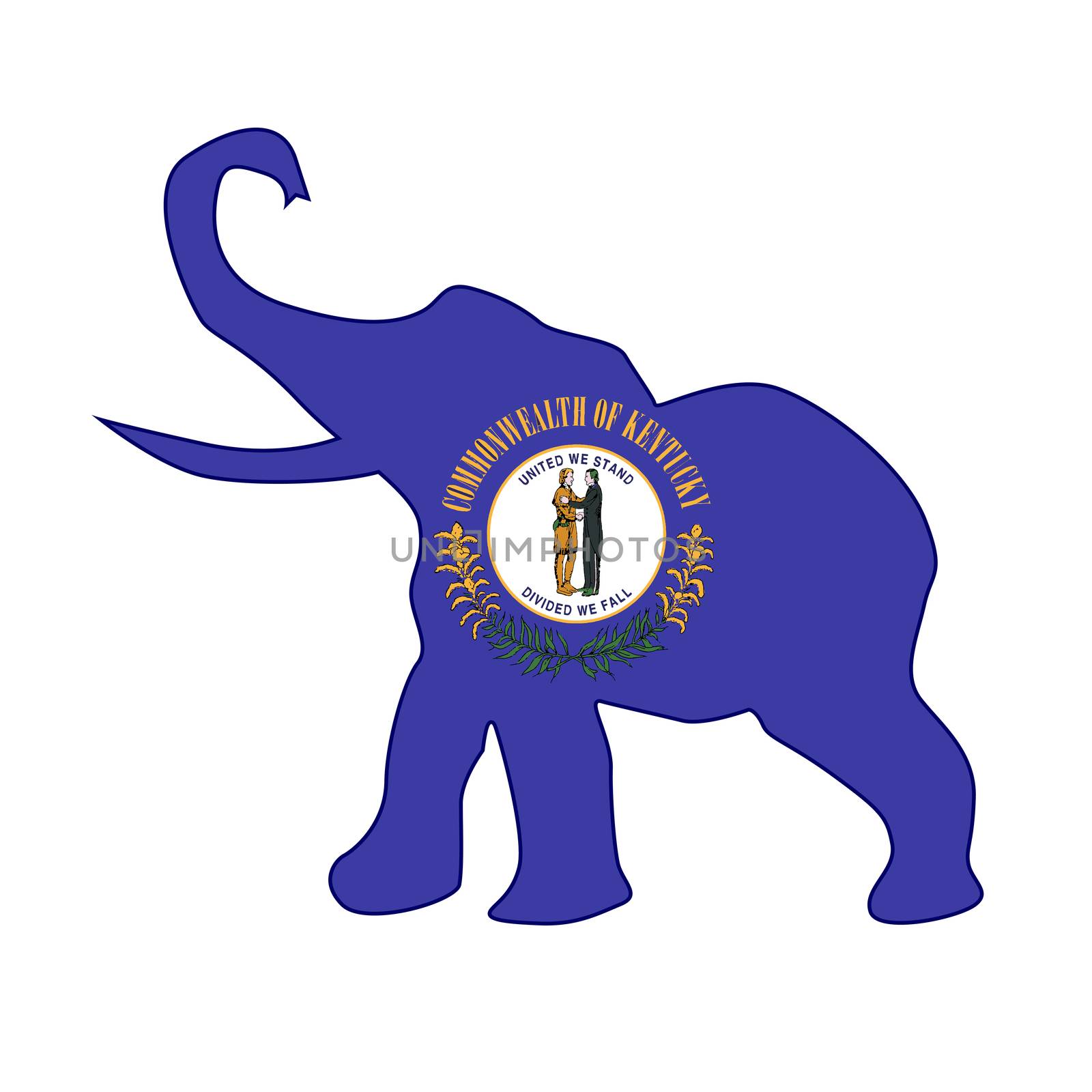 The Kentucky Republican elephant flag over a white background