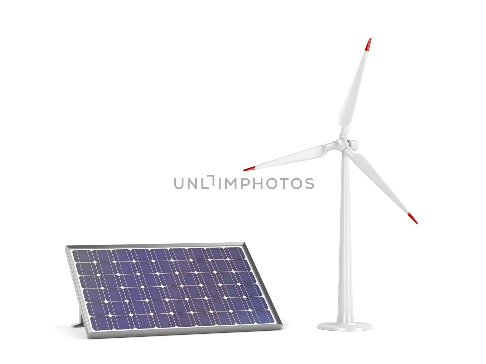 Solar panel and wind turbine by magraphics