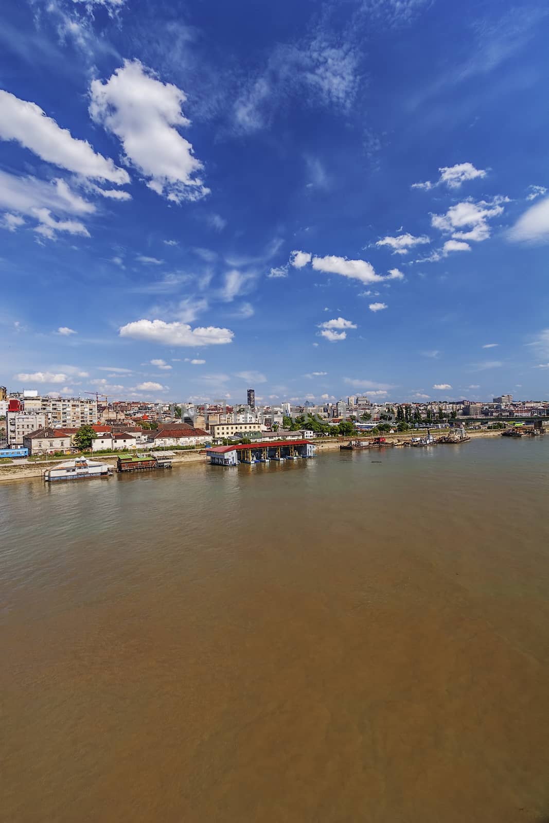 Panorama view on Belgrade old part of town and bridge, on confluence of two rivers