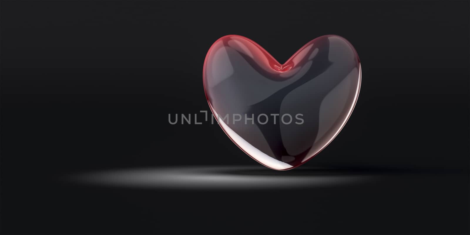 3d illustration of a red heart of glass