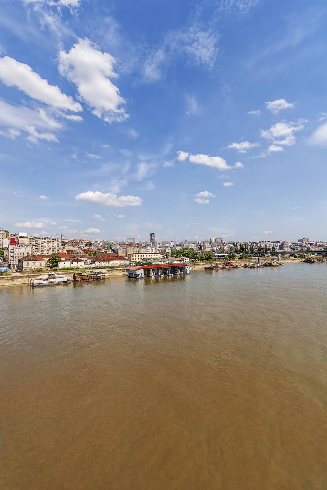 Panorama view on Belgrade old part of town and bridge, on confluence of two rivers