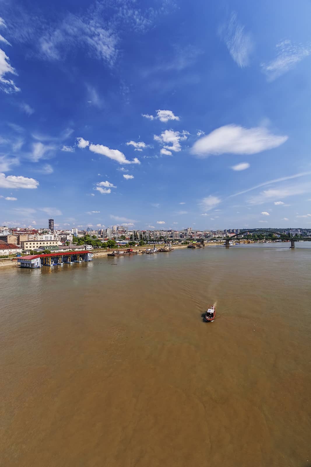 Panorama view on Belgrade old part of town and bridge, on confluence of two rivers