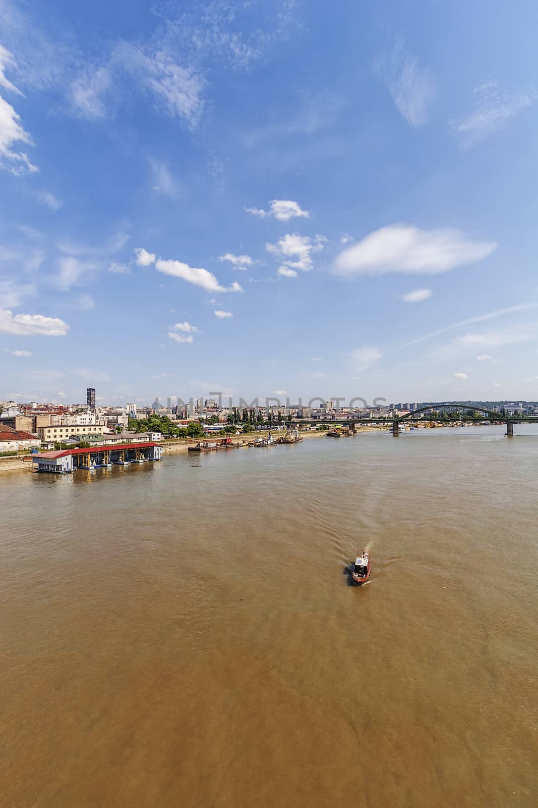 Panorama view on Belgrade old part of town and bridge, on confluence of two rivers