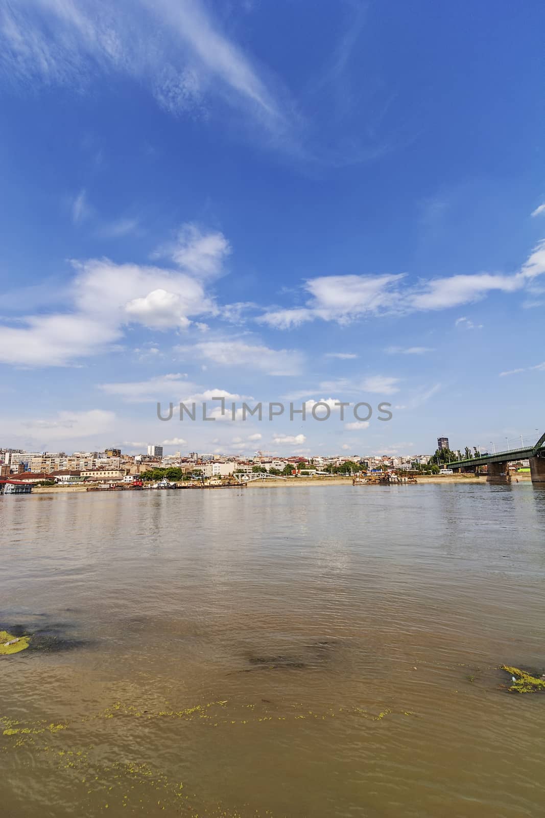 Panorama view on Belgrade old part of town and bridge, on Sava river