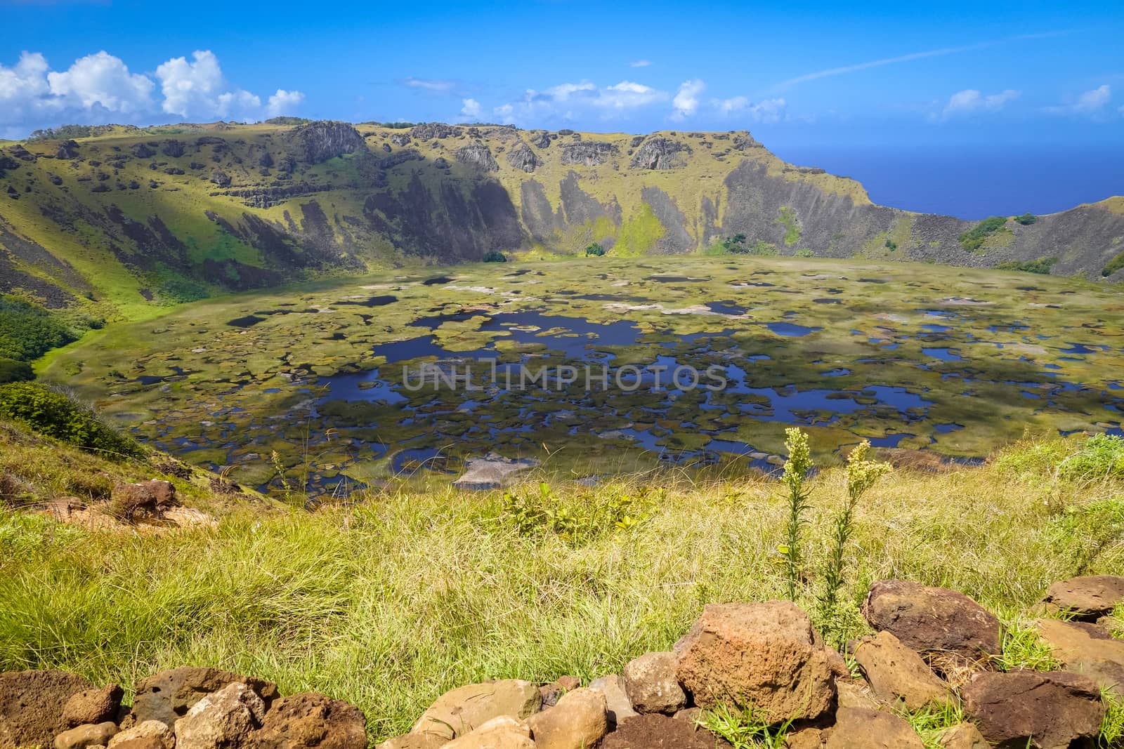 Rano Kau volcano crater in Easter Island by daboost