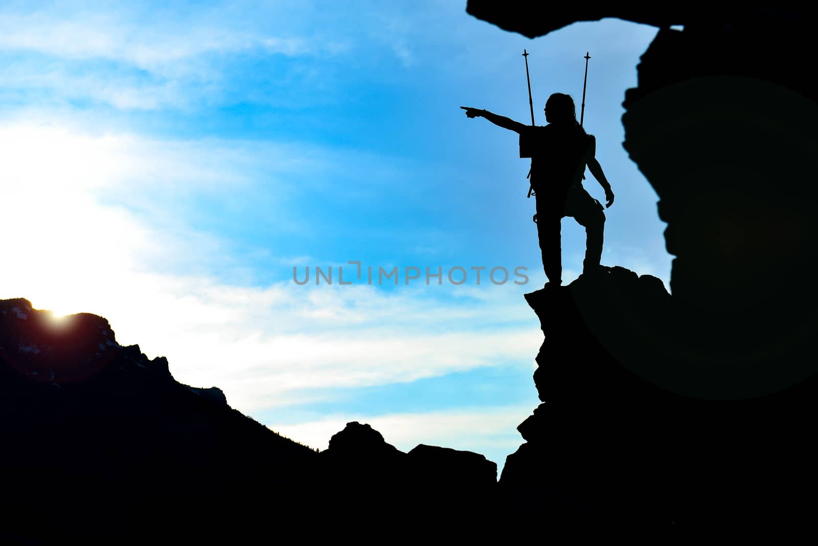 unusual adventurous guy in the mountains