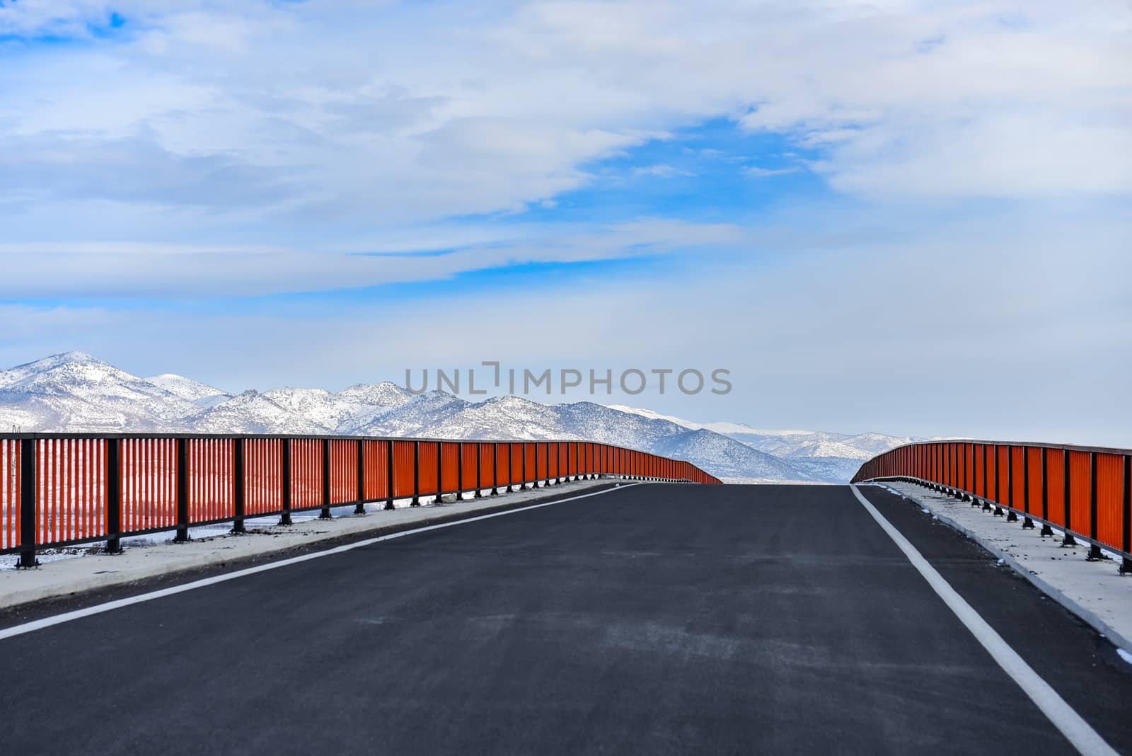 Bridge and road to the mountains