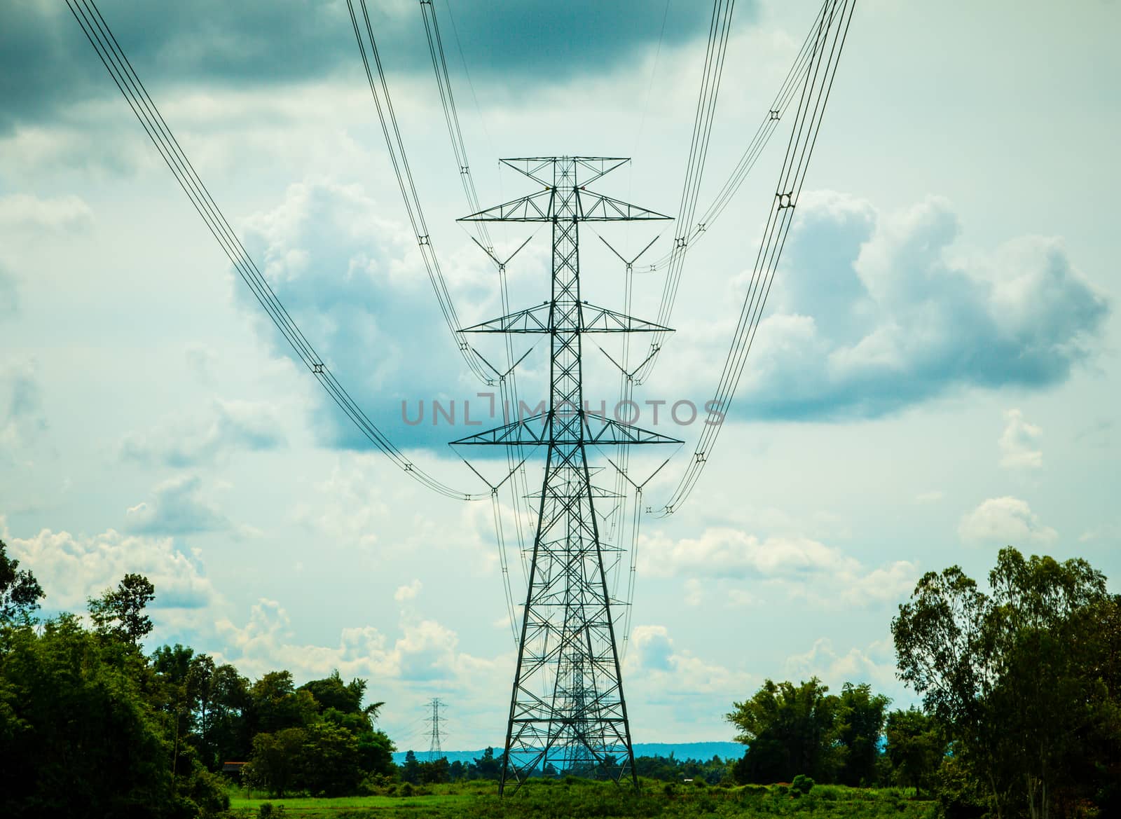 High-voltage power lines in rice fields by N_u_T