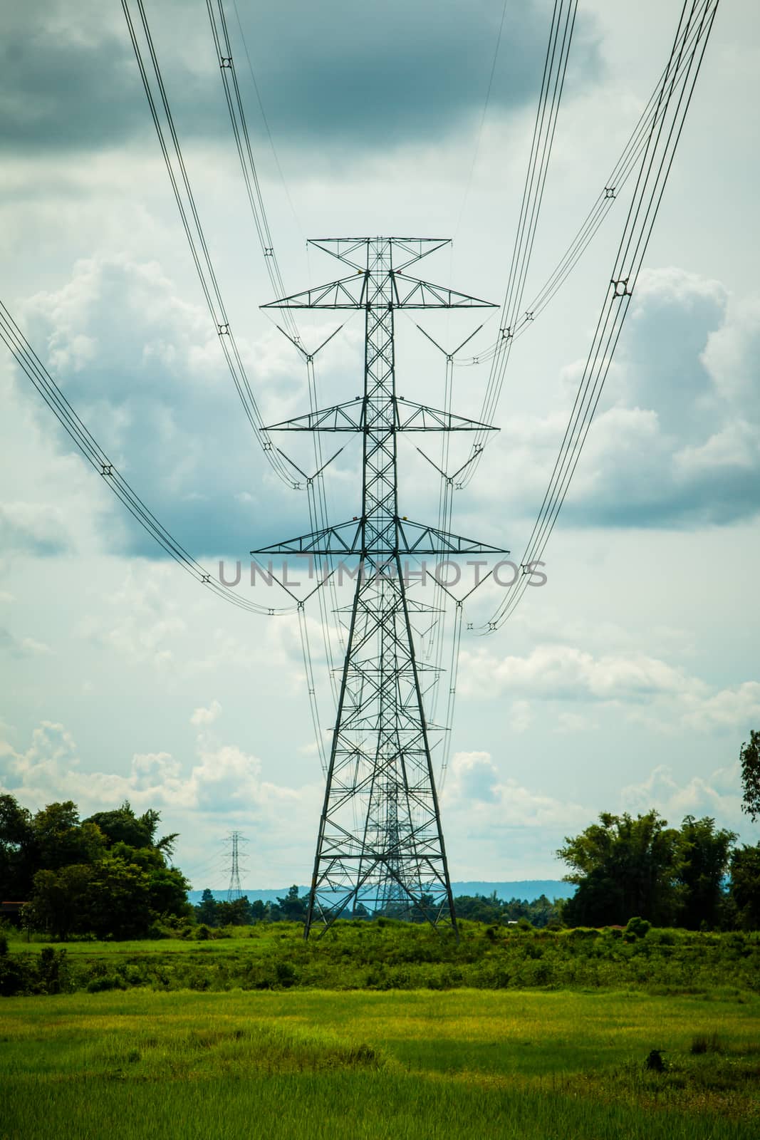 High-voltage power lines in rice fields by N_u_T