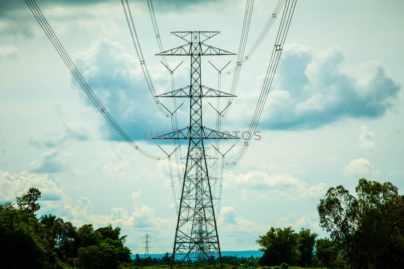 High-voltage power lines in rice fields by N_u_T