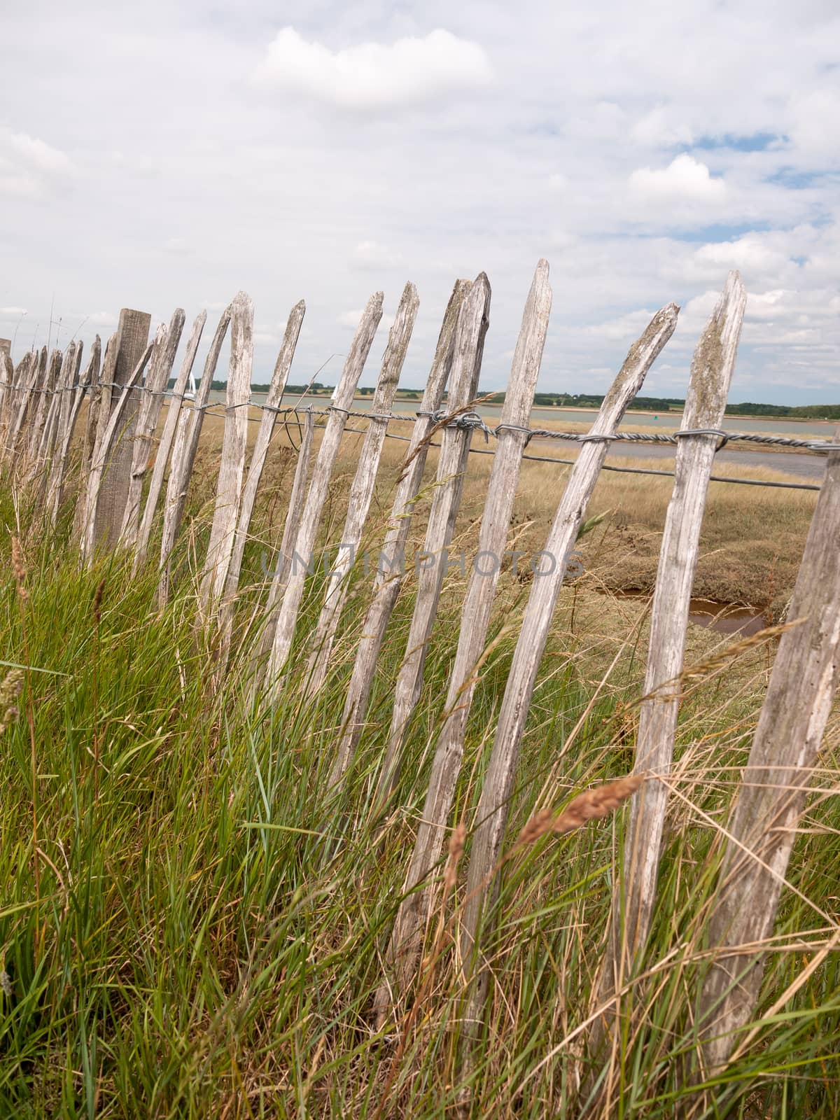 wooden old fence outside coast line walking path; England; UK