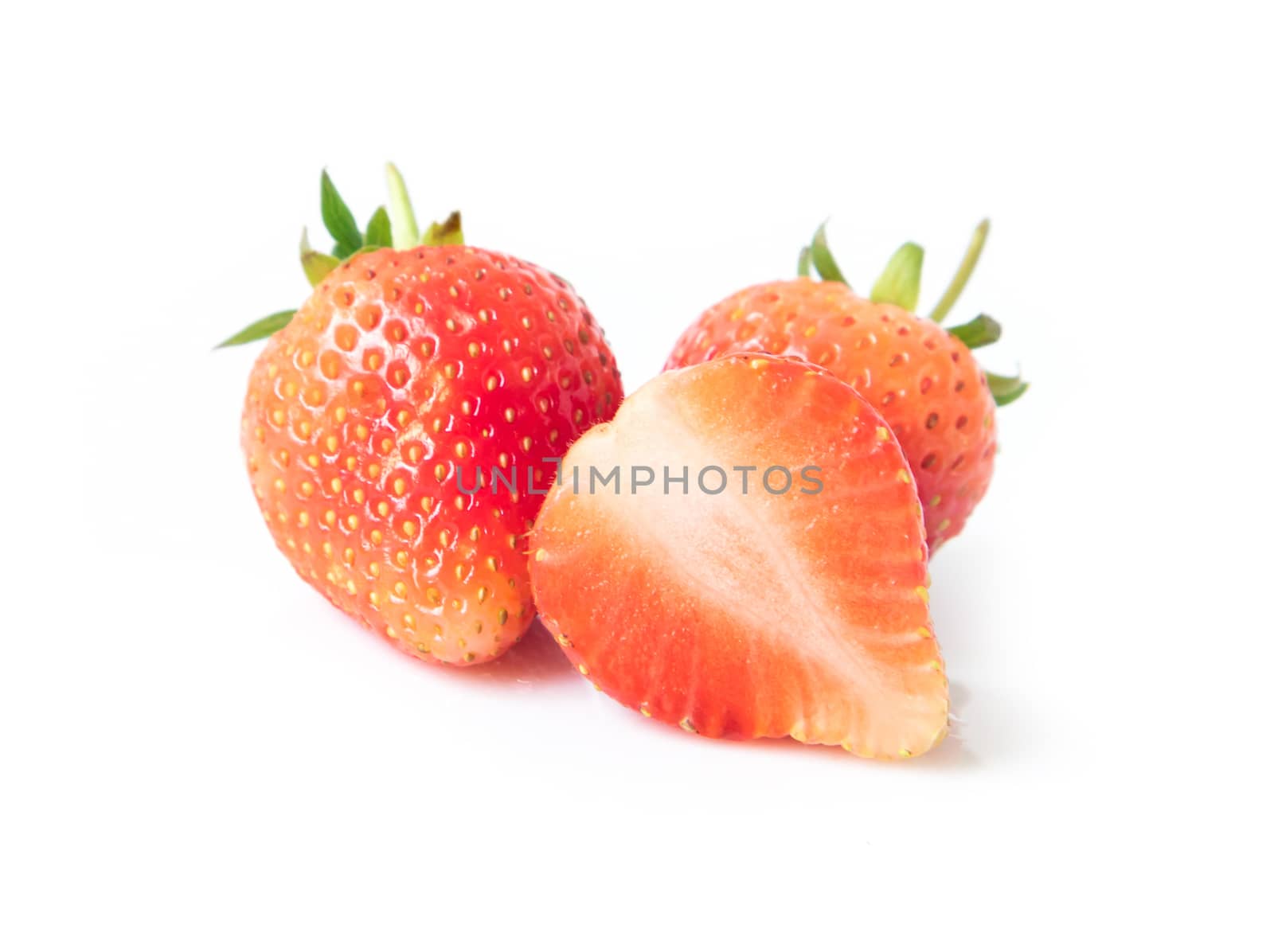 Fresh red strawberry on white background by pt.pongsak@gmail.com