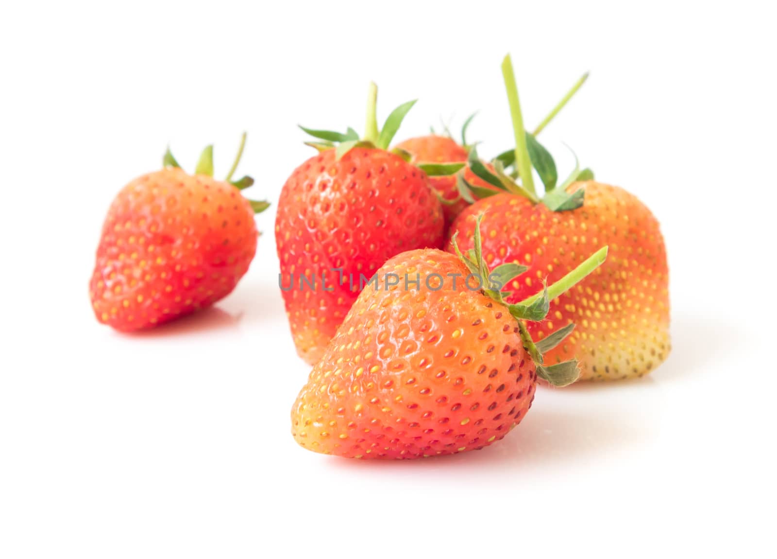 Fresh red strawberry on white background by pt.pongsak@gmail.com