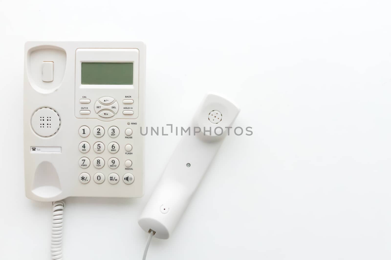 Office telephone on white background, communication and technolo by pt.pongsak@gmail.com